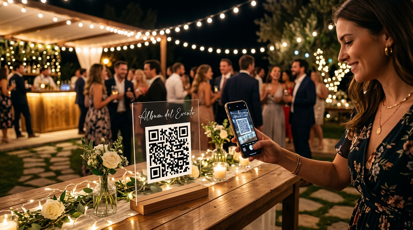 Álbum de fotos digital con código QR para eventos Koinos