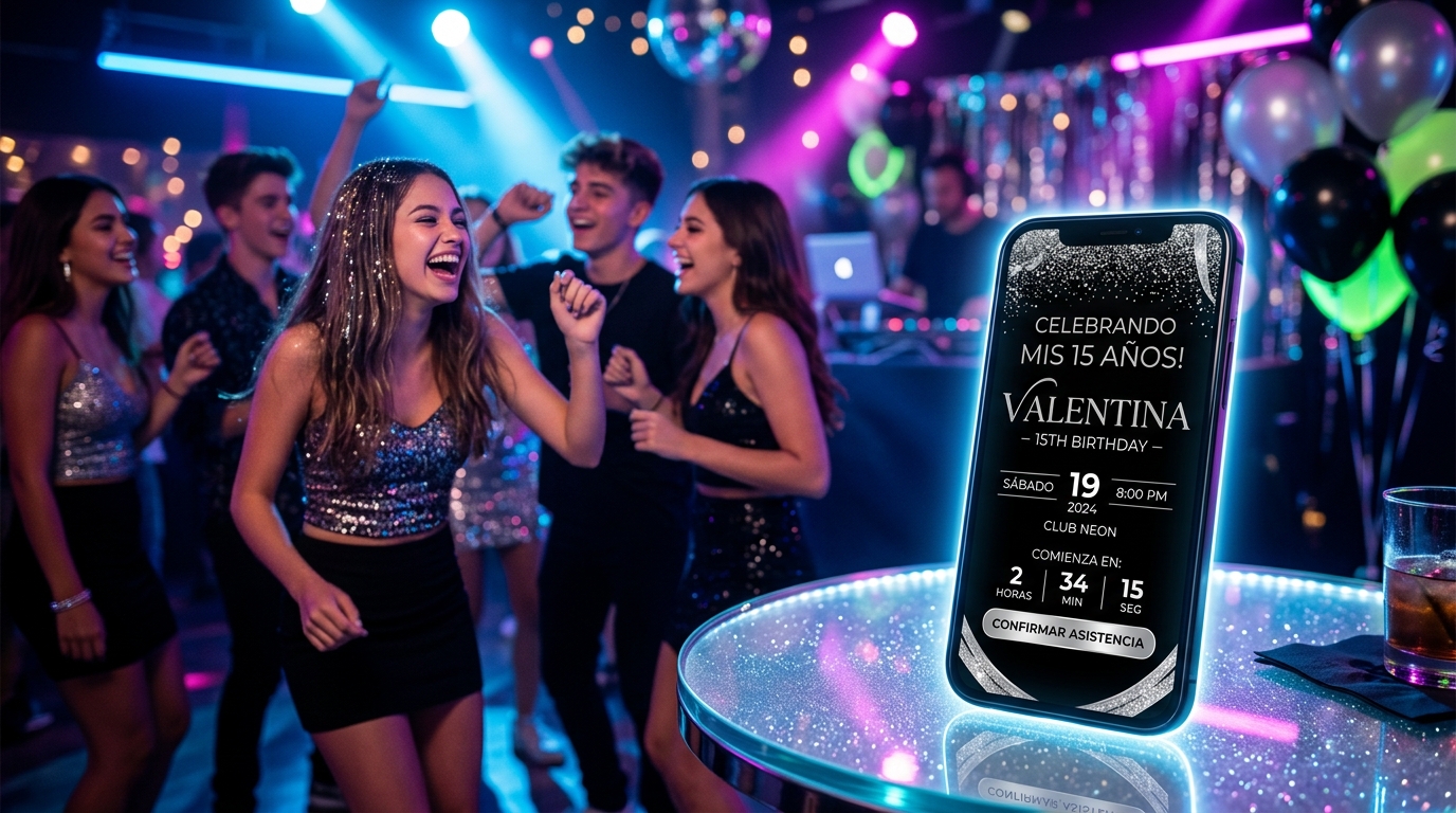Invitaciones de 15 años digitales interactivas Koinos
